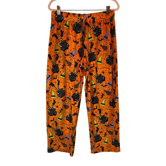 Women's Halloween Orange Velvet Character Witches Allover Drawstring Size M - Picture 1 of 8